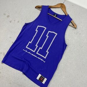Nike Jordan Jumpman Mens Purple AJ11 Graphic Basketball Tank Top Shirt Large